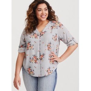 Gray Floral Blouse